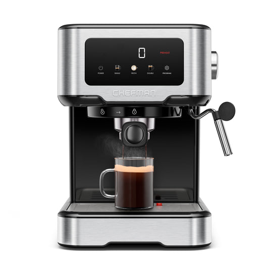 Chefman CraftBrew Espresso Machine w/ Steam Wand and Touch Controls – Stainless Steel