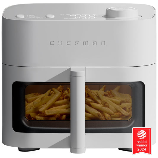 Chefman Crispinator 8-Quart Air Fryer with Powerful, Whisper-Quiet DC Motor & 450°F Max Temp - Concrete