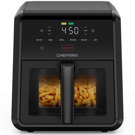 Chefman TurboFry 6-in-1 Air Fryer, Powerful DC Motor Heats to 450°F, 7-Quart Nonstick Basket - Black