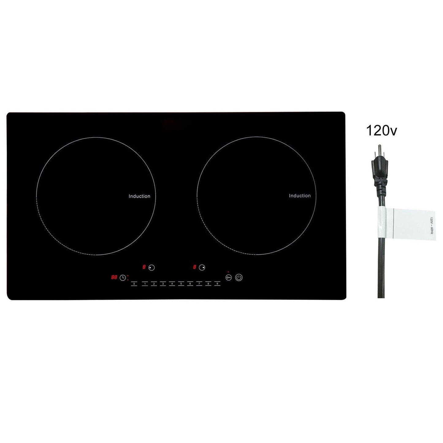 Choco Moon Induction Cooktop 2 Burner, 24 Inch Built-In Stove Top, 1800W 9-Level Burner, LED Touch Control, Child Lock & Safety, Perfect for Kitchen