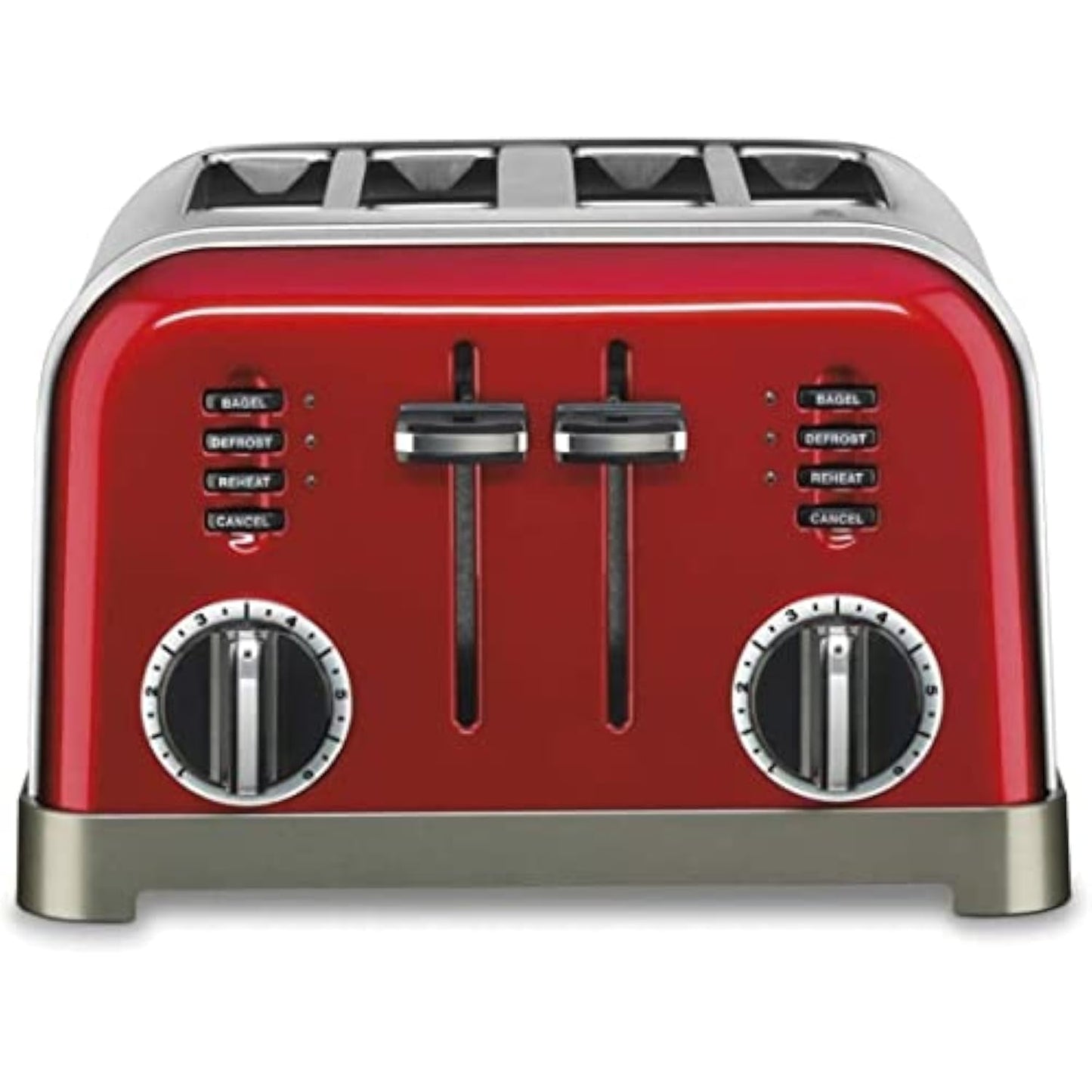 Classic 4-Slice Toaster with Bagel Setting & Wide Slots - Even-Toasting Tech, Removable Crumb Tray for Easy Kitchen Cleanup - Metallic Red