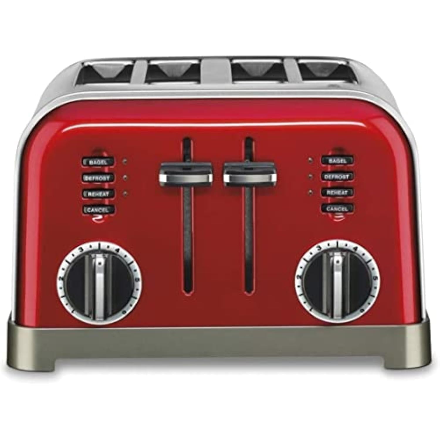 Classic 4-Slice Toaster with Bagel Setting & Wide Slots - Even-Toasting Tech, Removable Crumb Tray for Easy Kitchen Cleanup - Metallic Red