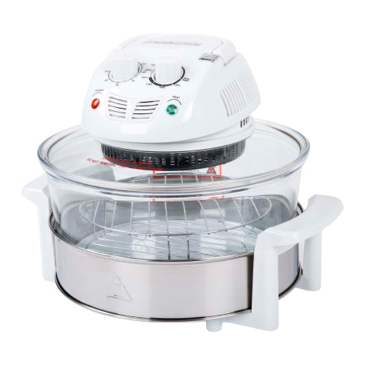 Classic Cuisine Halogen Oven Air Fryer - 12 to 17Qt Glass Air Fryer (White)