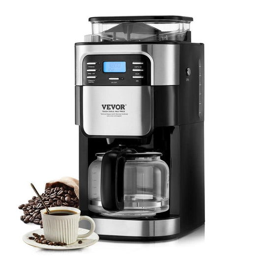 Coffee Maker with Grinder, 96 oz. Black Burr Coffee Grinder Machine Grind and Brew with 3 Brew Strength Control