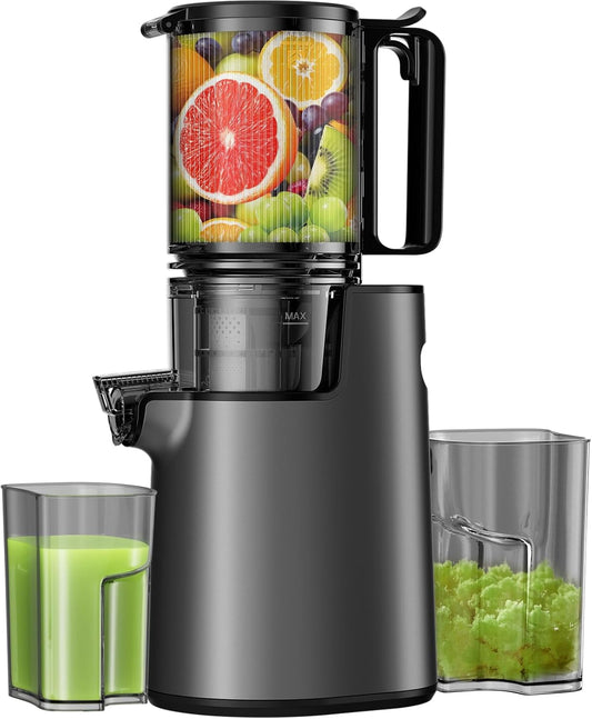 Cold Press Juice Extractor, Slow Masticating Juice Extractor, 350 Watt Juice Extractor, 5.3” Large Bore Feed Chute for Easy Cleaning