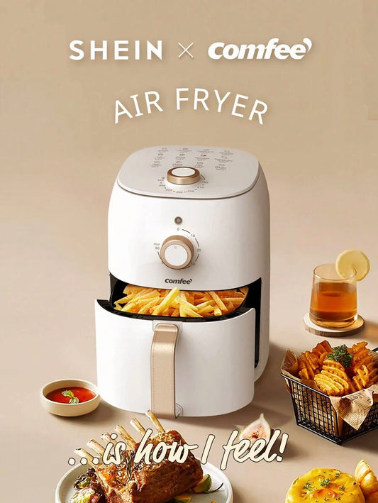 Comfee' Comfee Air Fryer 3QT, 4-In-1 Multi-Function Cooker, Bake, Roast, Reheat, 6-Inch Pizza, 2lbs Chicken, 10oz Fries, Fit For 1-3 People, Nonstick, White