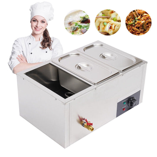 Commercial 850W Electric Food Cooker/Warmer Electric Food Warmer Buffet Food Warmer Electric Countertop Steamer for Catering Restaurant Parties (3 Pan x 7L)