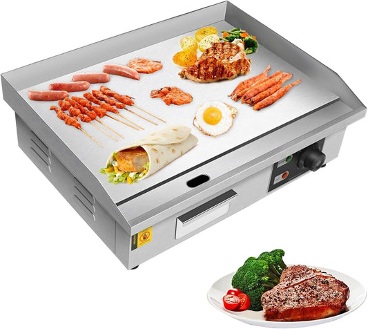 Commercial Electric Griddle, 22" 110V Teppanyaki Flat Top Grill, 3000W Countertop Griddle with Iron Non-Stick Cooking Plate, 0-572? Adjustable Temp Control Teppanyaki Grill