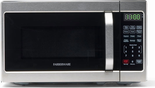 Compact 0.7 Cu. Ft. 700-Watt Countertop Microwave with Child Safety Lock, LED Lighting, and Easy-Clean Stainless Steel Interior - Ideal for Dorms, Apartments, Small Spaces