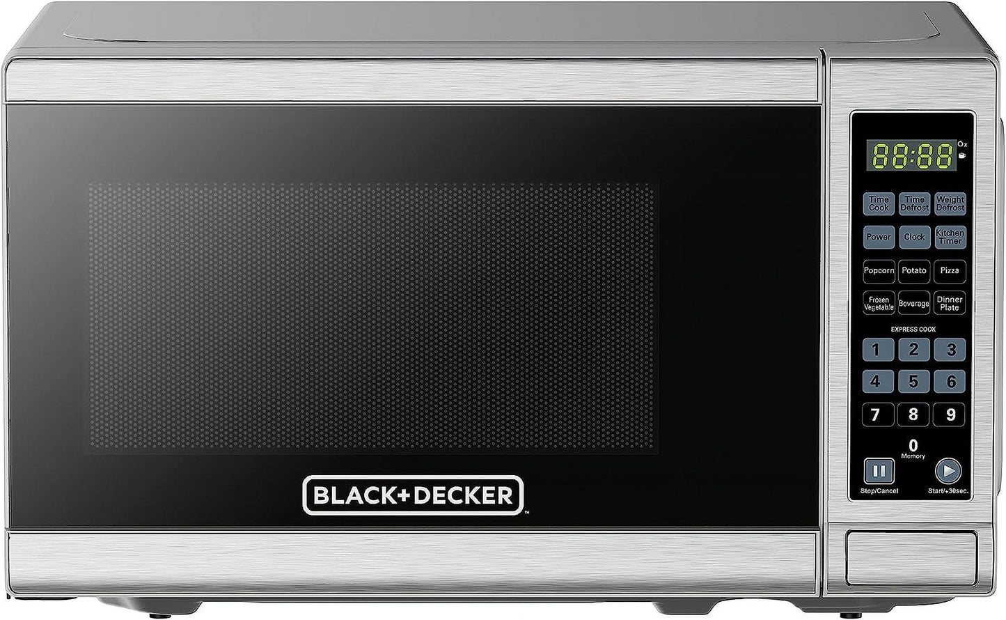Compact 0.7 Cu. Ft. 700W Digital Countertop Microwave with LED Lighting, Child Safety Lock, Stainless Steel Design