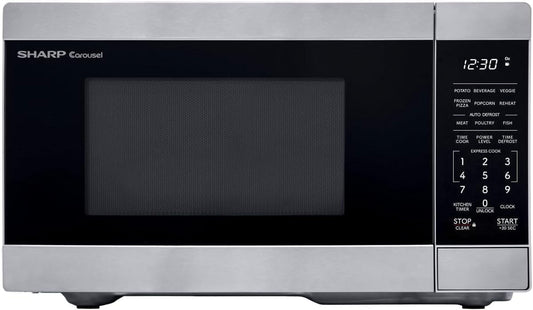 Compact 0.7 Cu.Ft Stainless Steel Countertop Microwave Oven, Energy-Efficient, Space-Saving Design, Quick Heating, Easy-to-Clean