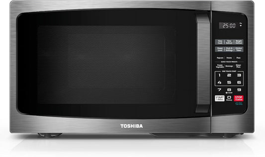 Compact 0.9 Cu. Ft. Microwave Oven with 6 Auto Cook Menus, Mute Function, Child Lock, LED Lighting, Apartment-Friendly Design, 10.6 Removable Turntable, 900W, Black Stainless Steel