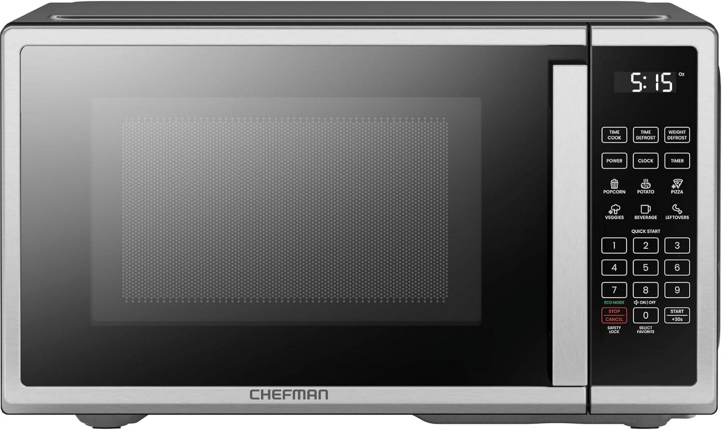 Compact 1.1 Cu. Ft Stainless Steel Countertop Microwave, 1000W with 6 Auto Menus, ECO Mode, 10 Power Levels, Child Safety Lock, Mute Function & Easy-Clean Interior
