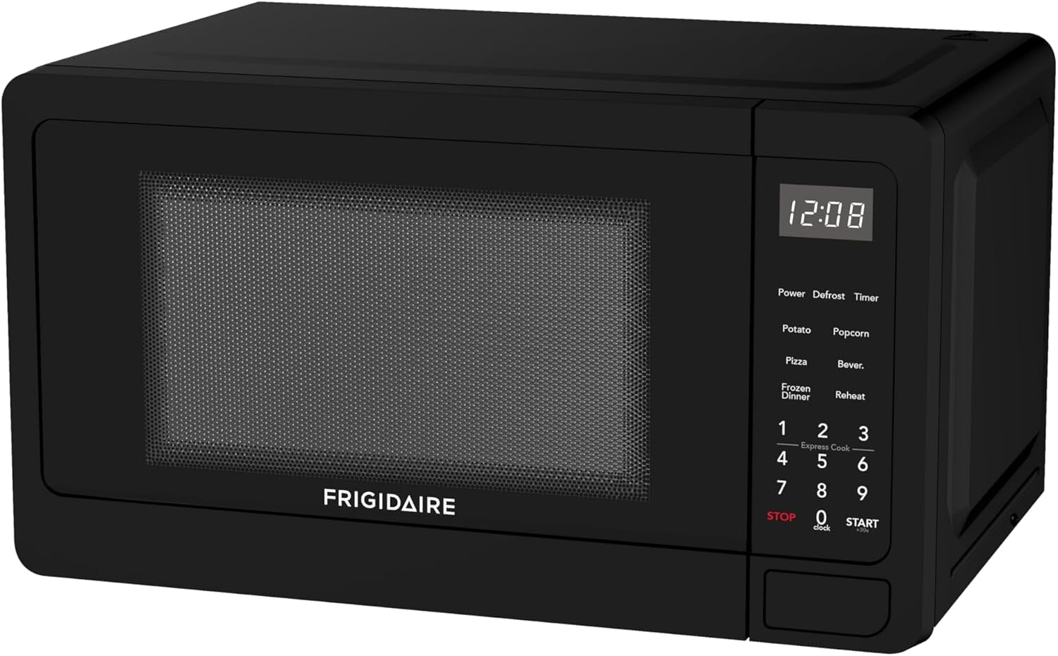 Compact Black Microwave with Digital Panel and  Safety Lock