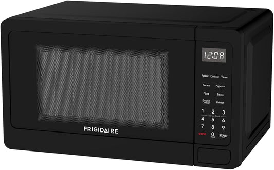Compact Black Microwave with Digital Panel and  Safety Lock