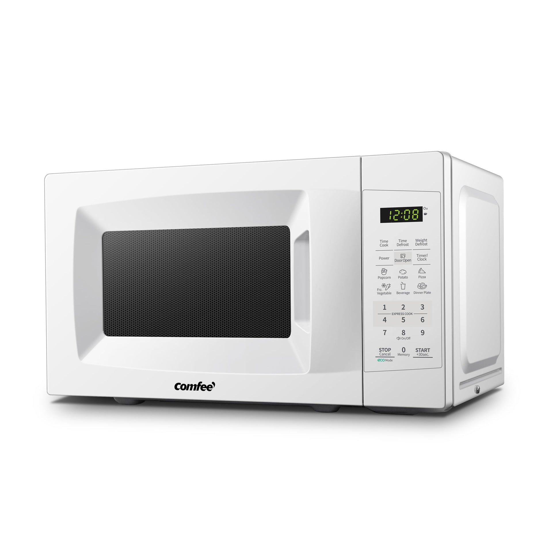 Compact countertop microwave oven with sound on/off, ECO mode, one-touch button, digital display and 5 presets for small kitchens, dorm rooms, offices, dorm kitchen appliances, modern stovetops