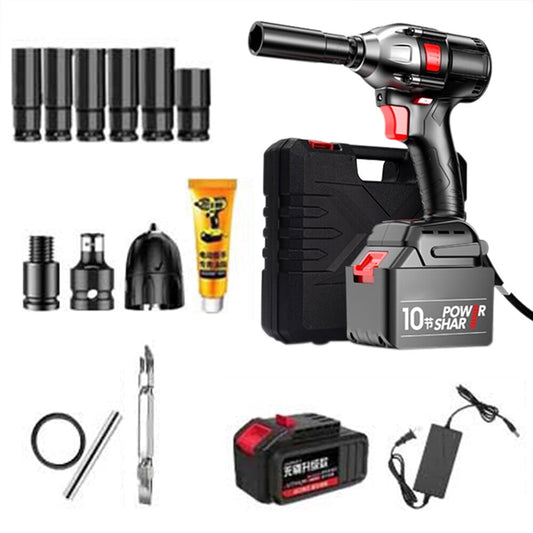 Cordless Impact Wrench Brushless 880NM Torque Variable Speed with 21V Li-ion Battery 17-22mm Sockets 2 Converters 13mm Drill Paw for Car and Home