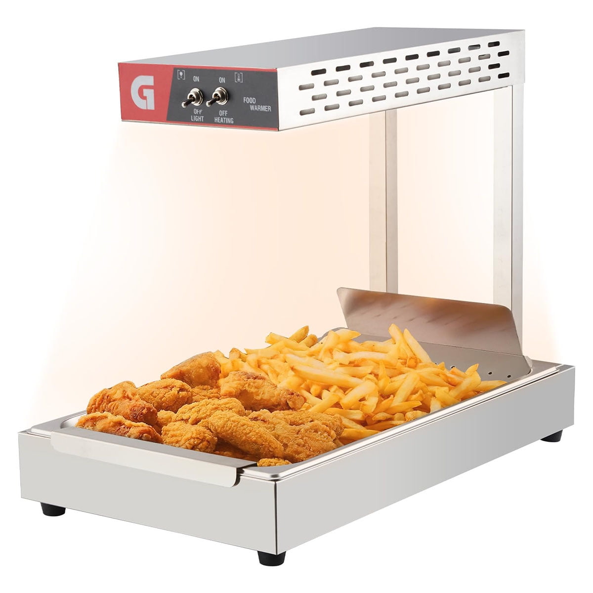 Danolapsi French Fry Warmer, 750W Commercial Heat Light Food Warmer, Electric Food Warmer with Free-Standing Warming Light, Countertop Fries Food Warmer for Parties Kitchen Restaurant Buffet