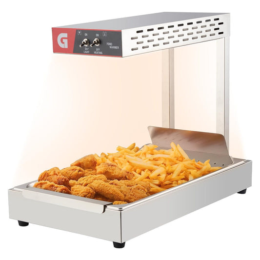 Danolapsi French Fry Warmer, 750W Commercial Heat Light Food Warmer, Electric Food Warmer with Free-Standing Warming Light, Countertop Fries Food Warmer for Parties Kitchen Restaurant Buffet