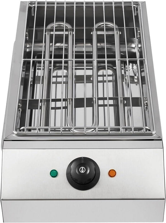Electric Countertop Grill 1800W Portable Smokeless Barbecue Oven Griddle Stainless Steel Indoor Outdoor with Pan 110V US