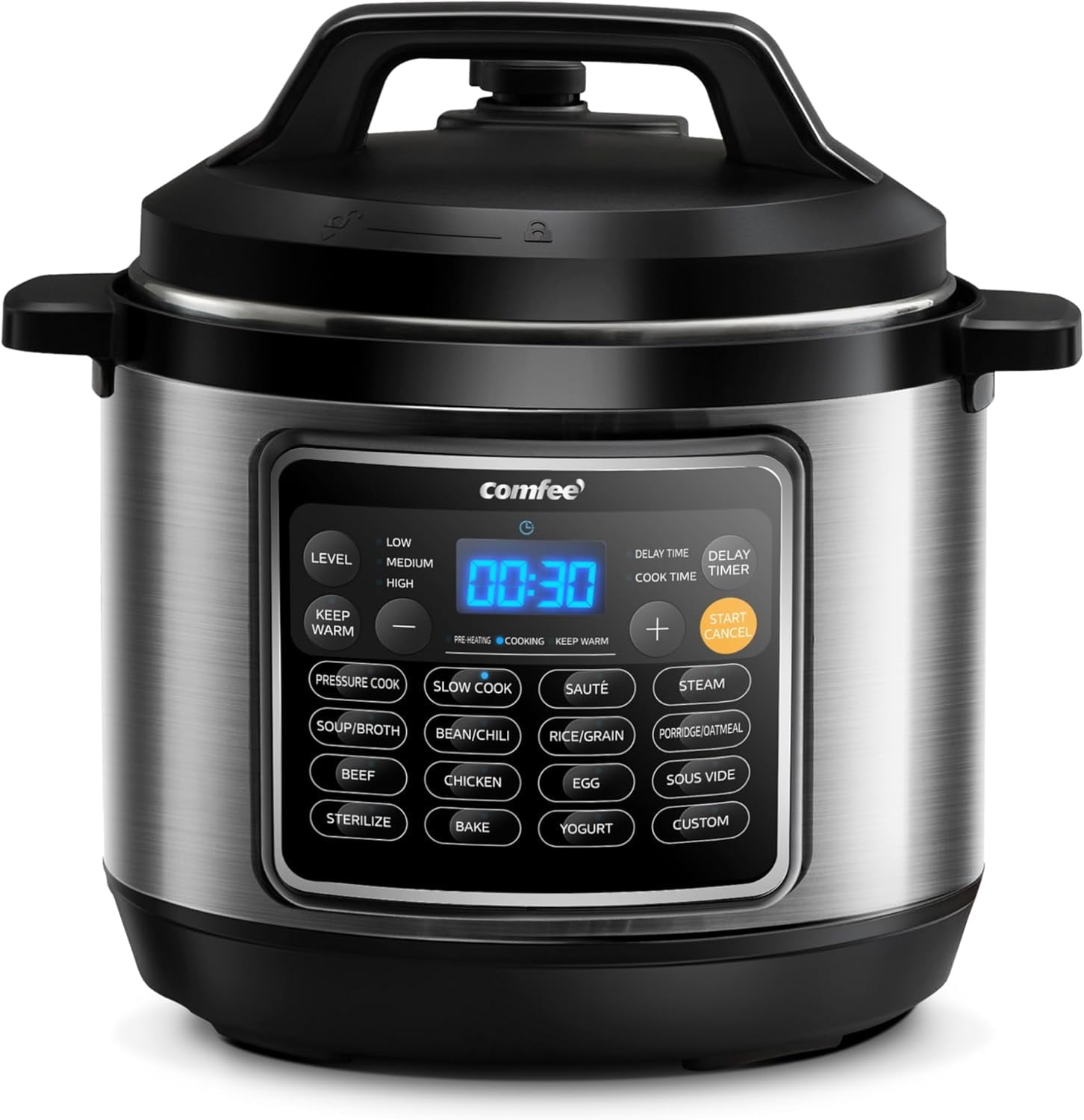 Electric Multi-Cooker with 16-in-1 Functions: 8-Quart Pressure Cooker, Rice, Slow Cooker, Steamer, Yogurt Maker, Sauté & Non-Stick Pot for Family-Sized Meals