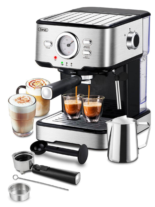 Espresso Machine 15 Bar Pump Pressure, Cappuccino Coffee Maker With Milk Foaming Steam Wand For Latte, Mocha, Cappuccino, 1.5L Water Tank