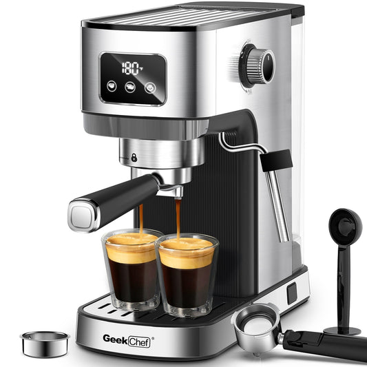 Espresso Machine,20 bar espresso machine with milk frother for latte,cappuccino, household espresso maker,1.1L Water Tank,Stainless Steel