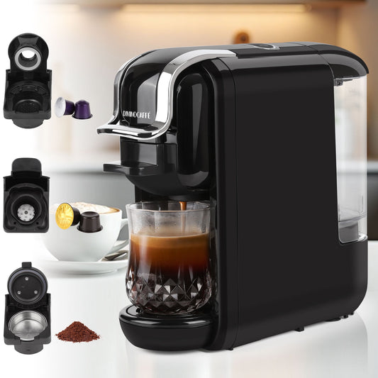 Espresso Maker for Nespresso Capsule, Lavazza Blue Capsule & Coffee Powder, 19 Bar Pump Pressure Makes Authentic Espresso Coffee, Mini Espresso Coffee Machines with Removable Water Tank.