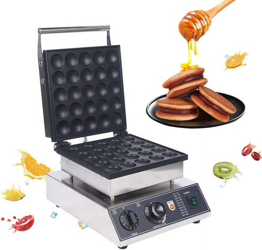 FETCOI Commercial Pancake Maker Electric Mini Dutch Dorayaki Pancake Baker Electric Muffin Making Machine 25Pcs Double Switch Non-stick Surface for Bakery Home and Kitchen Restaurant