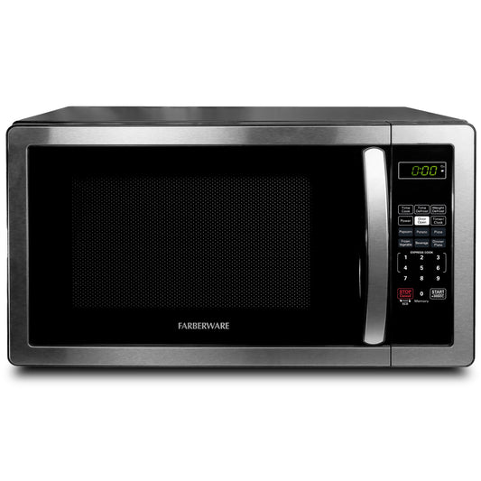 Farberware Countertop Microwave 1000 Watts, 1.1 cu ft - Microwave Oven With LED Lighting and Child Lock - Perfect for Apartments and Dorms - Easy Clean Stainless Steel
