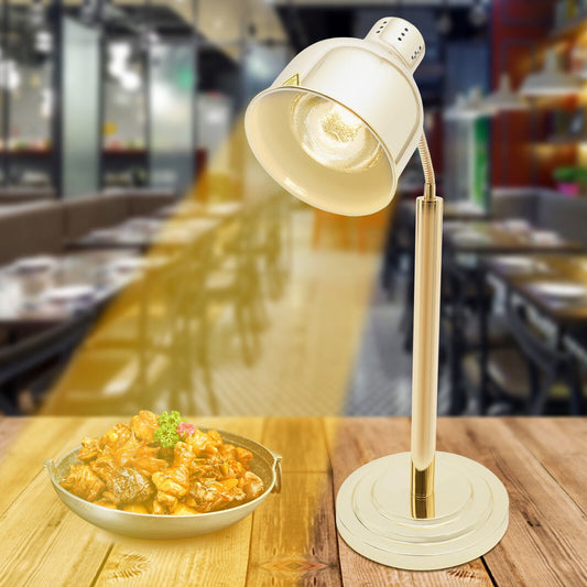 Fichiouy Food Heat Lamp with 250W Bulb Commercial Food Warmer Lamp with Single Head & Flexible Arm Electric Portable Infrared Heating Lamp for Buffet Restaurant Parties