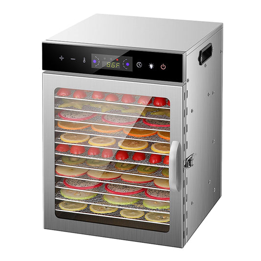Food Dehydrator | Stainless Steel Large Capacity 12-Tray Jerky Dryer | Energy Saving, Temperature Control, Electric Food Preserver Dehydrator for Nuts Yogurt Beef