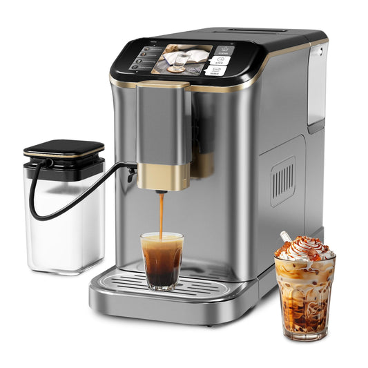 Fully Automatic Espresso Machine 20 Bar,Espresso Coffee Machines With Milk Frother Steam Wand,Insulated Milk Container for Cappuccino,Latte,Espresso Maker