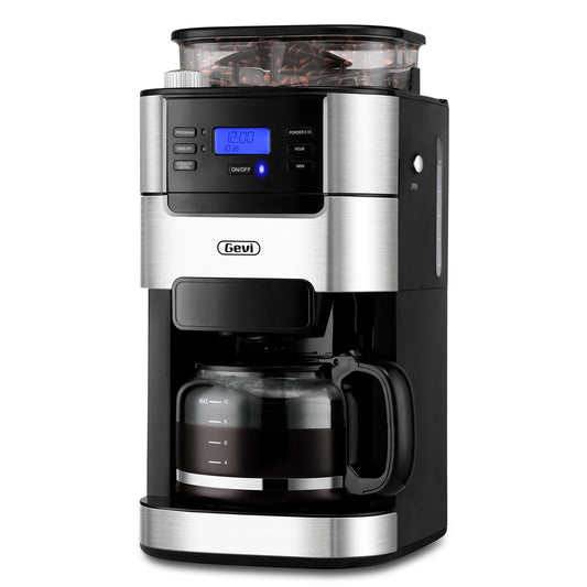 GEVI 10-Cup Programmable Grind and Brew Coffee Maker, Drip Coffee Maker, Automatic Coffee Machine with Built-In Burr Coffee Grinder