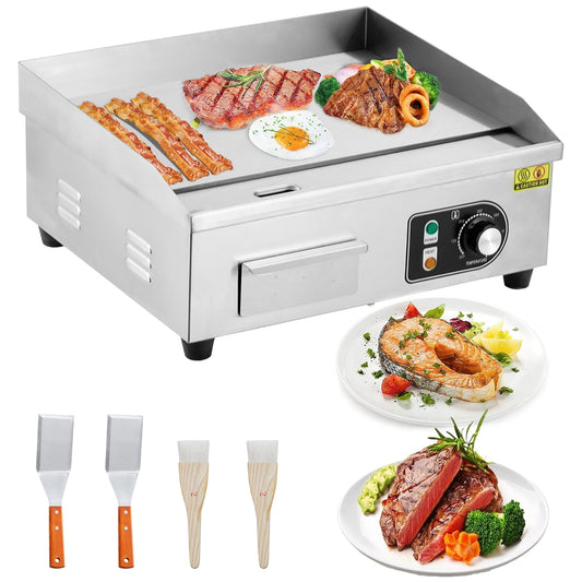 Garvee 14" Commercial Electric Griddle, 1500W Flat Top Teppanyaki Grill Countertop with Temperature Control