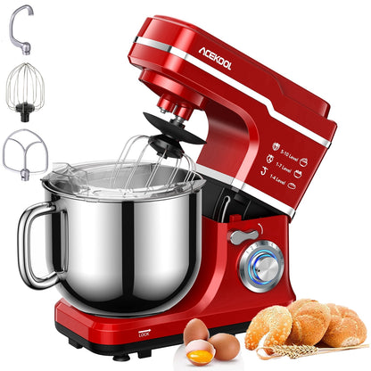 Garvee 7.5Qt Stand Mixer, 660W 10 Speed Tilt Head Kitchen Dough Mixer with Stainless Steel Bowl, Red