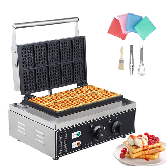 Garvee Rectangle Waffle Maker Machine, 1750W Commercial Waffle Iron with Temperature and Time Controls