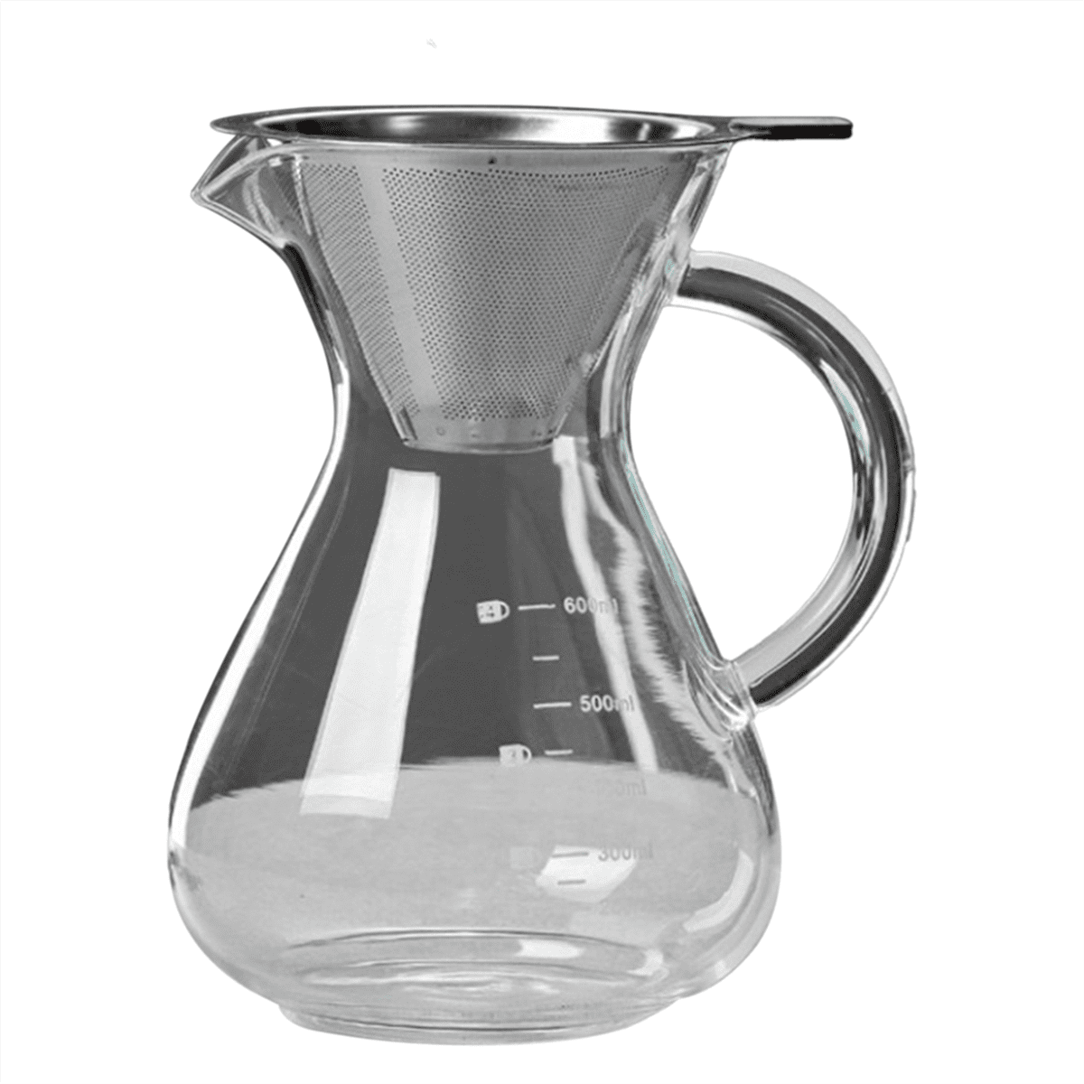 Glass Coffee Pot with Filter High Temperature Resistant Espresso Pots Graduated Scale Server 600ml