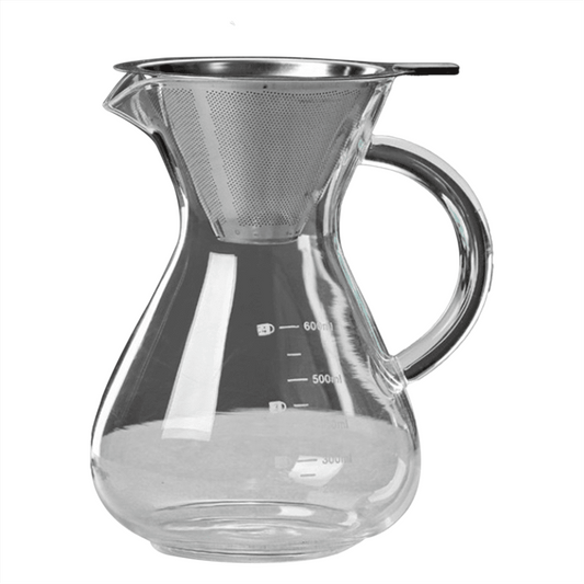 Glass Coffee Pot with Filter High Temperature Resistant Espresso Pots Graduated Scale Server 600ml