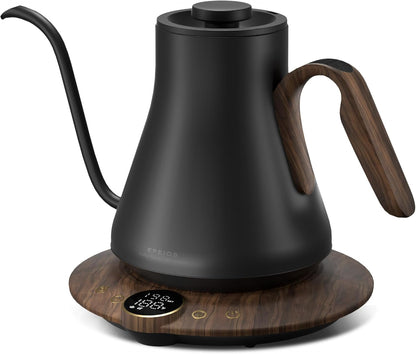 Gooseneck Electric Kettle with ±1? Temperature Control, Stainless Steel Inner, 1500W Quick Heating, 0.9L - Ideal for Pour Over Coffee, Tea Brewing & Hot Water Boiling