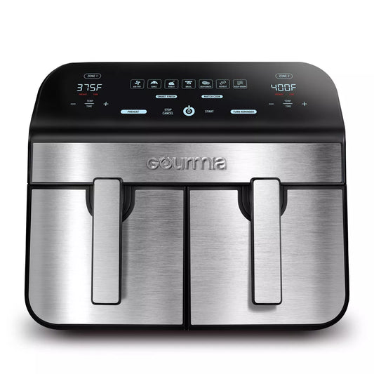 Gourmia 10-Qt. Dual Basket Digital Air Fryer with Smart Finish & Match Cook Black Stainless