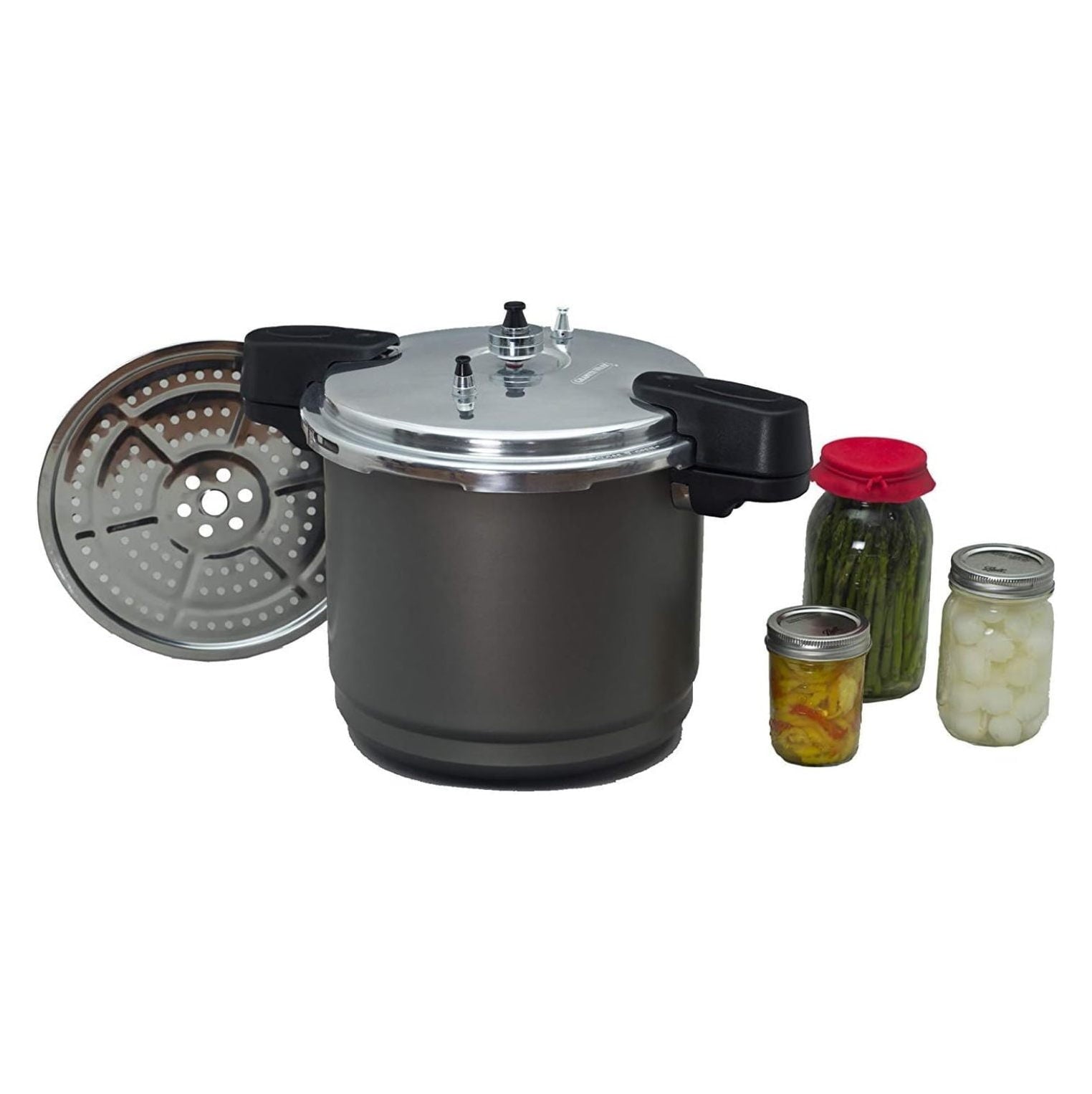 Granite Ware Pressure Canner and Cooker/Steamer, 7 Pint Jars or 8 Half-Pint Jars, 12-Quart, Black