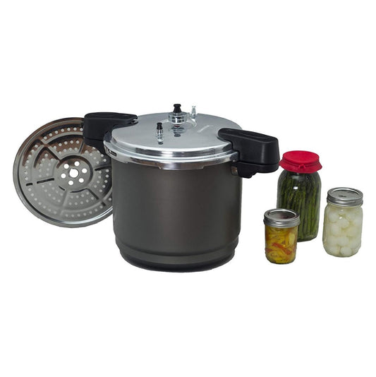 Granite Ware Pressure Canner and Cooker/Steamer, 7 Pint Jars or 8 Half-Pint Jars, 12-Quart, Black