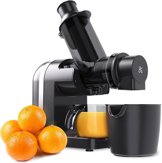 Greater Goods Cold Press Masticating Juicer with 7-Stage Spiral Auger, Quiet Motor, Easy to Clean, High-Yield Juice Extractor for Fruits and Vegetables, Onyx Black
