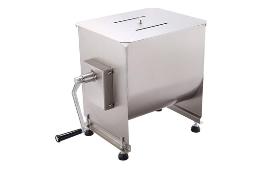 HAKKA 20 Pound Capacity Tank Stainless Steel Manual Meat Mixer (Mixing Maximum 15-Pound for Meat), Silver