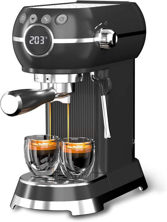 HBN Espresso Machine, 20 Bar Professional Espresso Maker with Milk Frother Steam Wand, Compact Coffee Machine with 27oz Removable Water Tank for Cappuccino, Latte, Americano