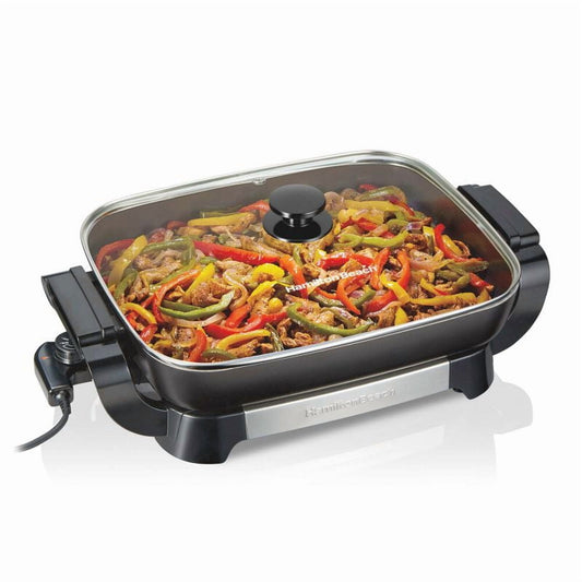 Hamilton each 20.5" Durathon Ceramic Reversile Nonstick Electric Skillet ck: 1500W Electric Pan, Dishwasher-Safe Parts