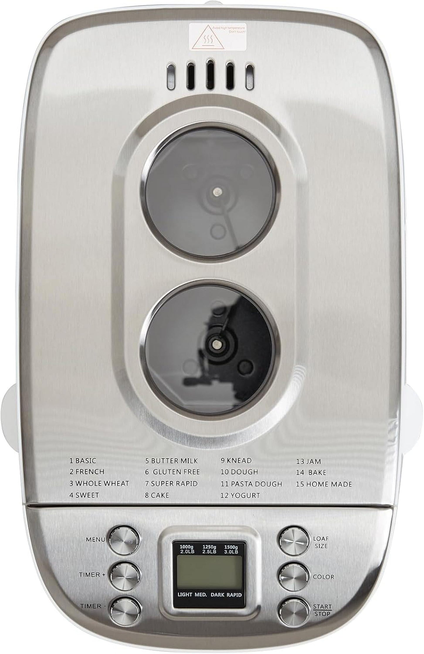 Happybuy 15-in-1 3LB Bread Maker, Gluten-Free, Whole Wheat, Programmable Digital Bread Machine, 3 Loaf Sizes, 3 Crust Colors, White, Nonstick Ceramic Pan