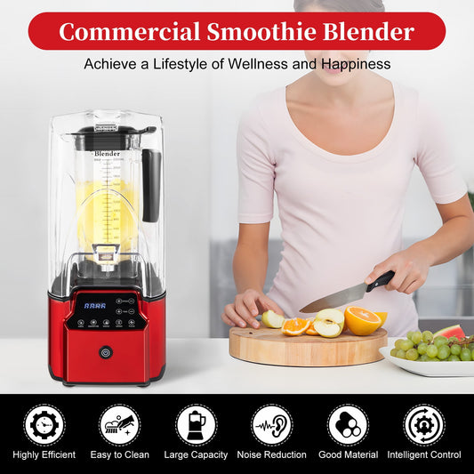 Heavy-Duty 2200W Smoothie Blender, 2.2L Capacity, 8-Speed, LED Display, Anti-Slip, Ideal for Home Blending Smoothies, Ice Cream, and More