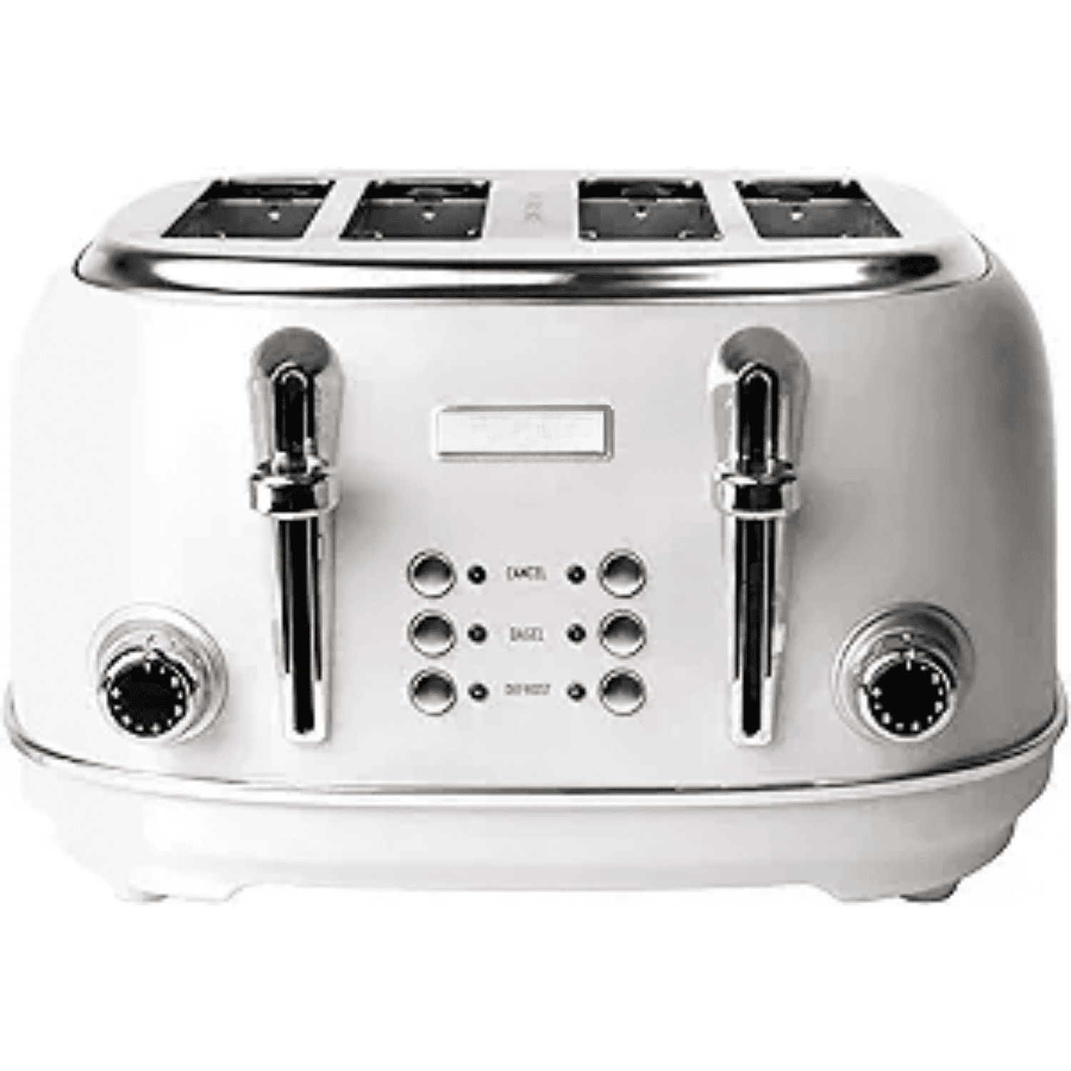 Heritage 4 Slice Wide Slot Stainless Steel Toaster with Adjustable Browning Control & Non-Slip Feet, Ivory & Chrome
